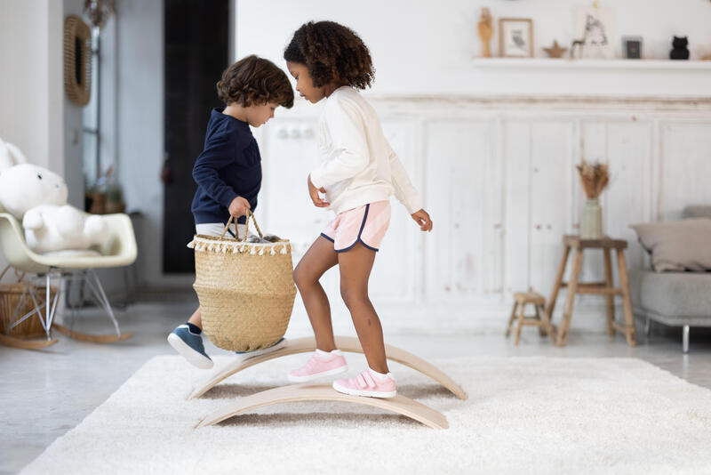 Shorts Kinder anpassbar atmungsaktiv - 500 rosa gestreift 