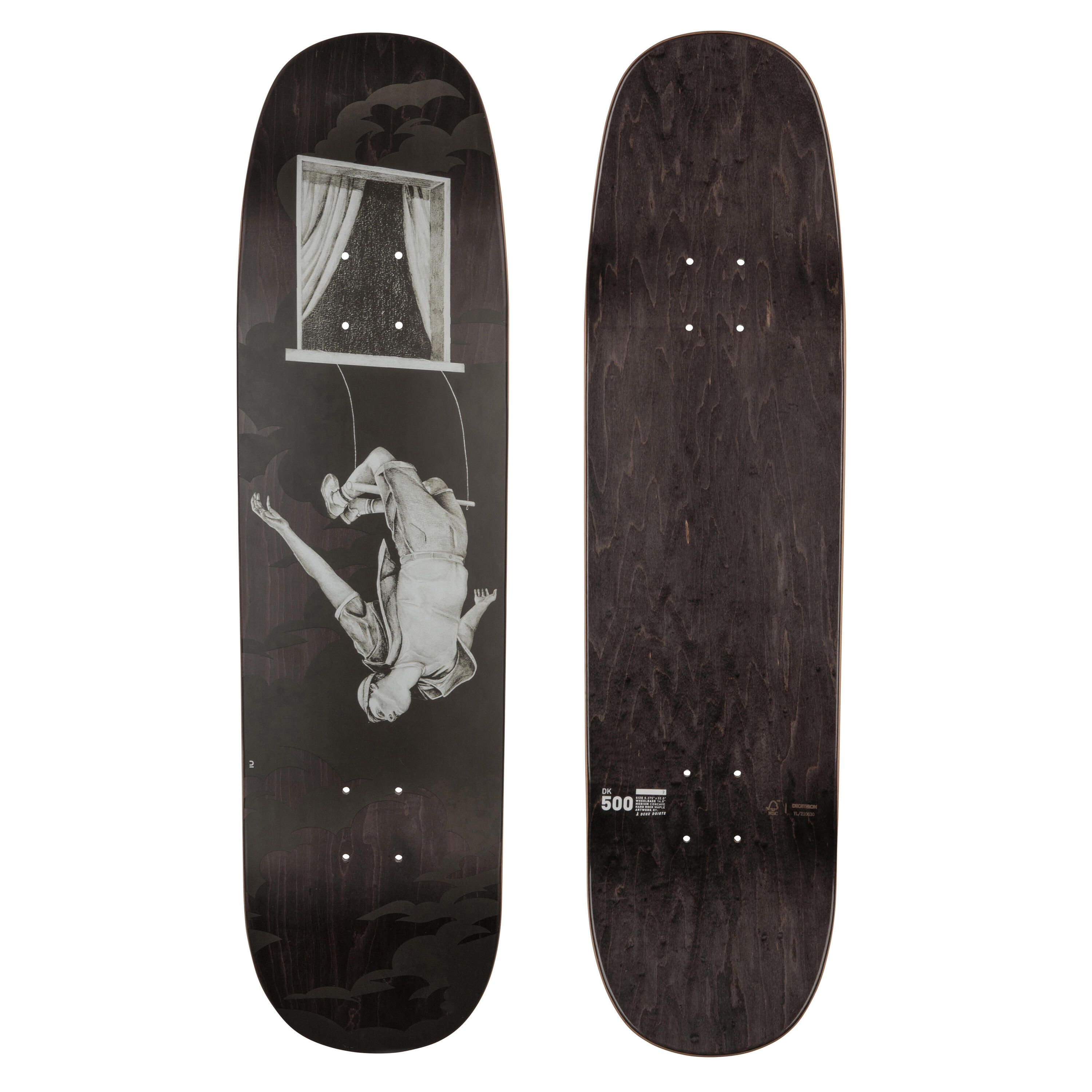 8.375" Maple Shaped Skateboard Deck DK500 1/8