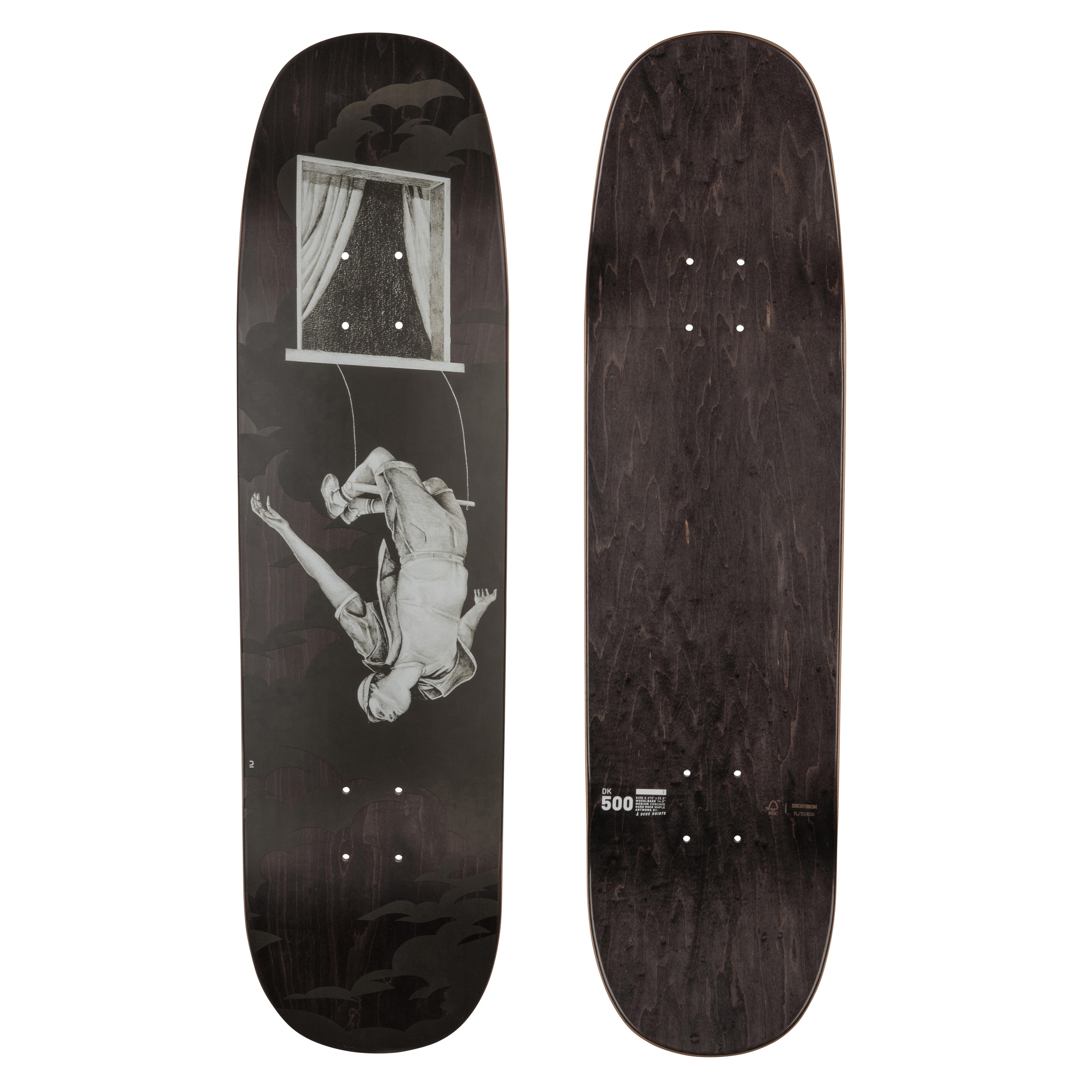 OXELO Skateboard Deck Ahornholz DK500 Shaped 8,375