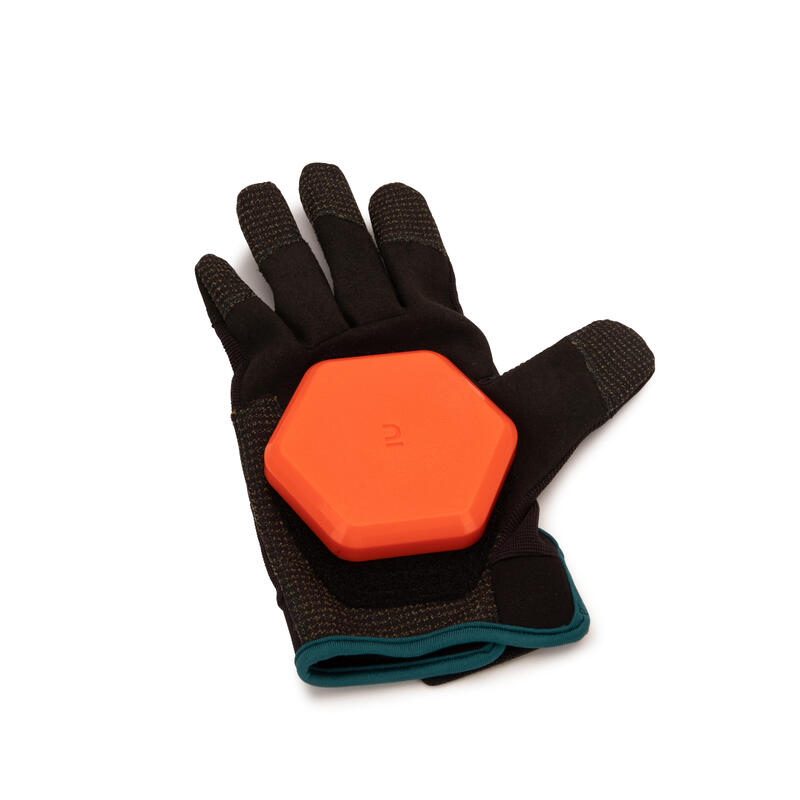 Slide handschoenen voor freeride longboarden GLOVES 500 zwart oranje