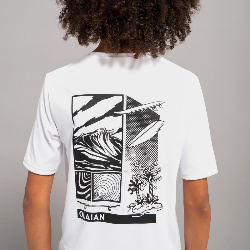 Koszulka UV surfingowa dla dzieci Olaian Water T-shirt Surf Skate krótki rękaw