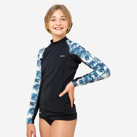 tee shirt anti uv enfant manches longues surf noir bleu