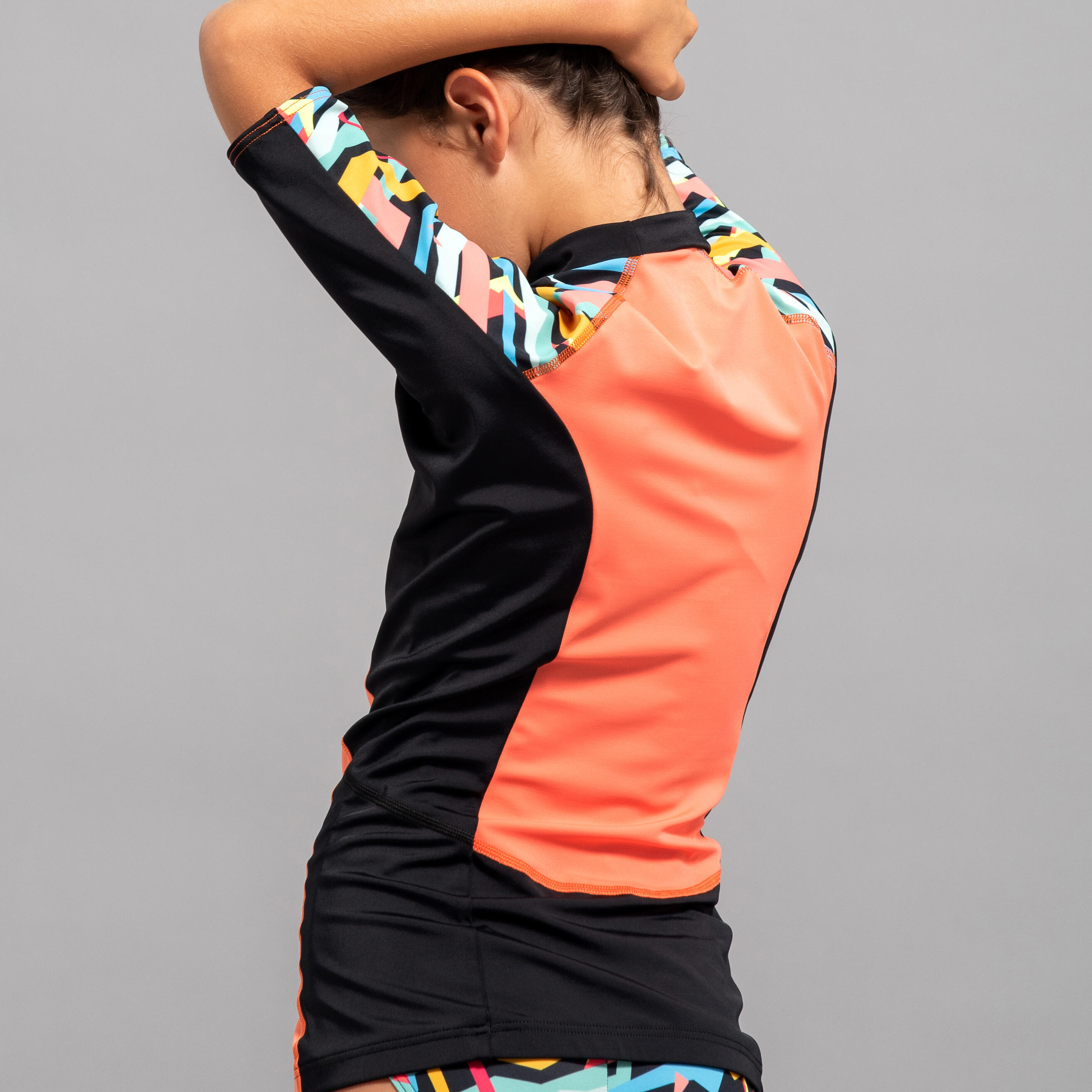 Camiseta de protección solar manga corta para Niños Olaian 500 - Naranja 5/7