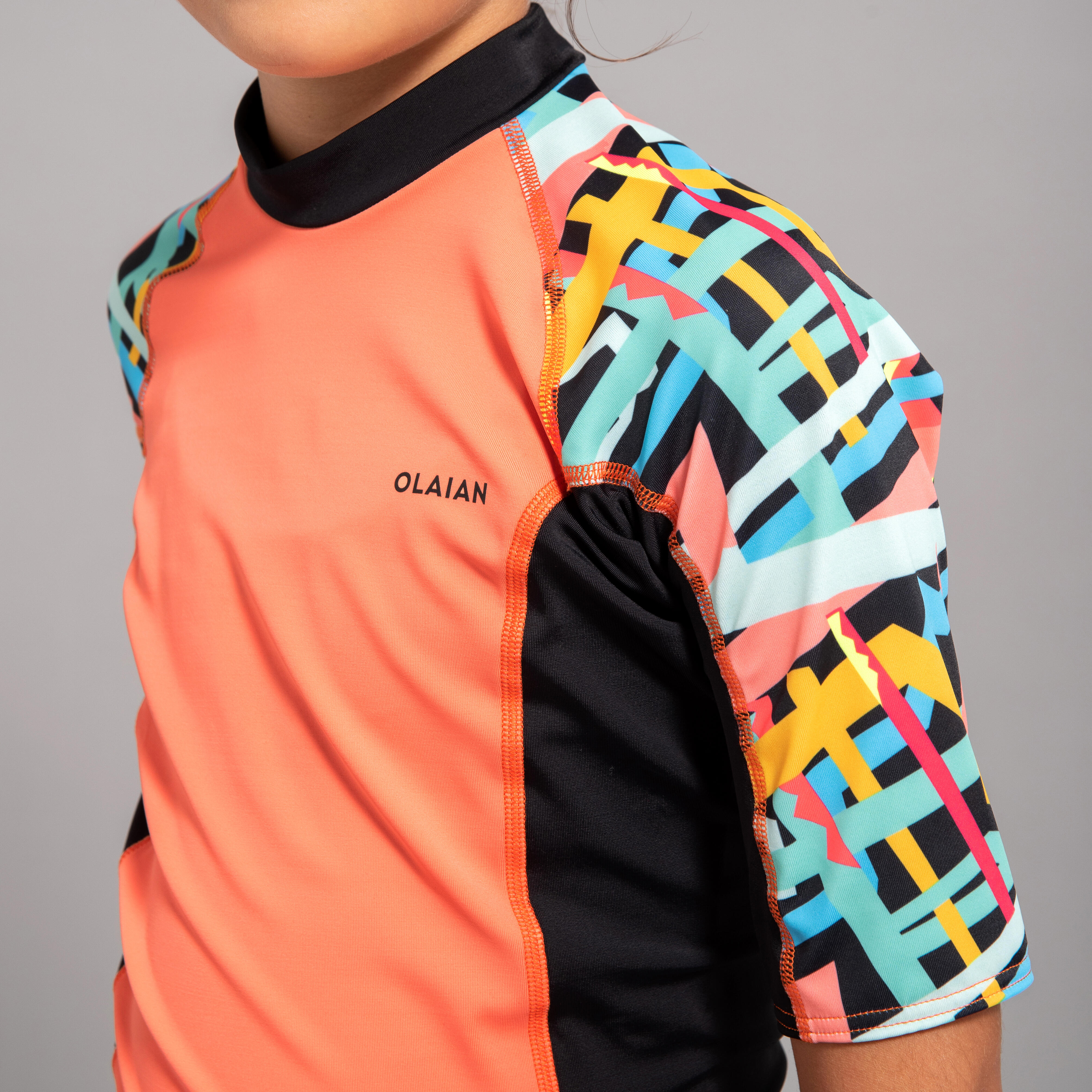 Kids' Short-Sleeved Surfing Rash Guard, 500 - OLAIAN