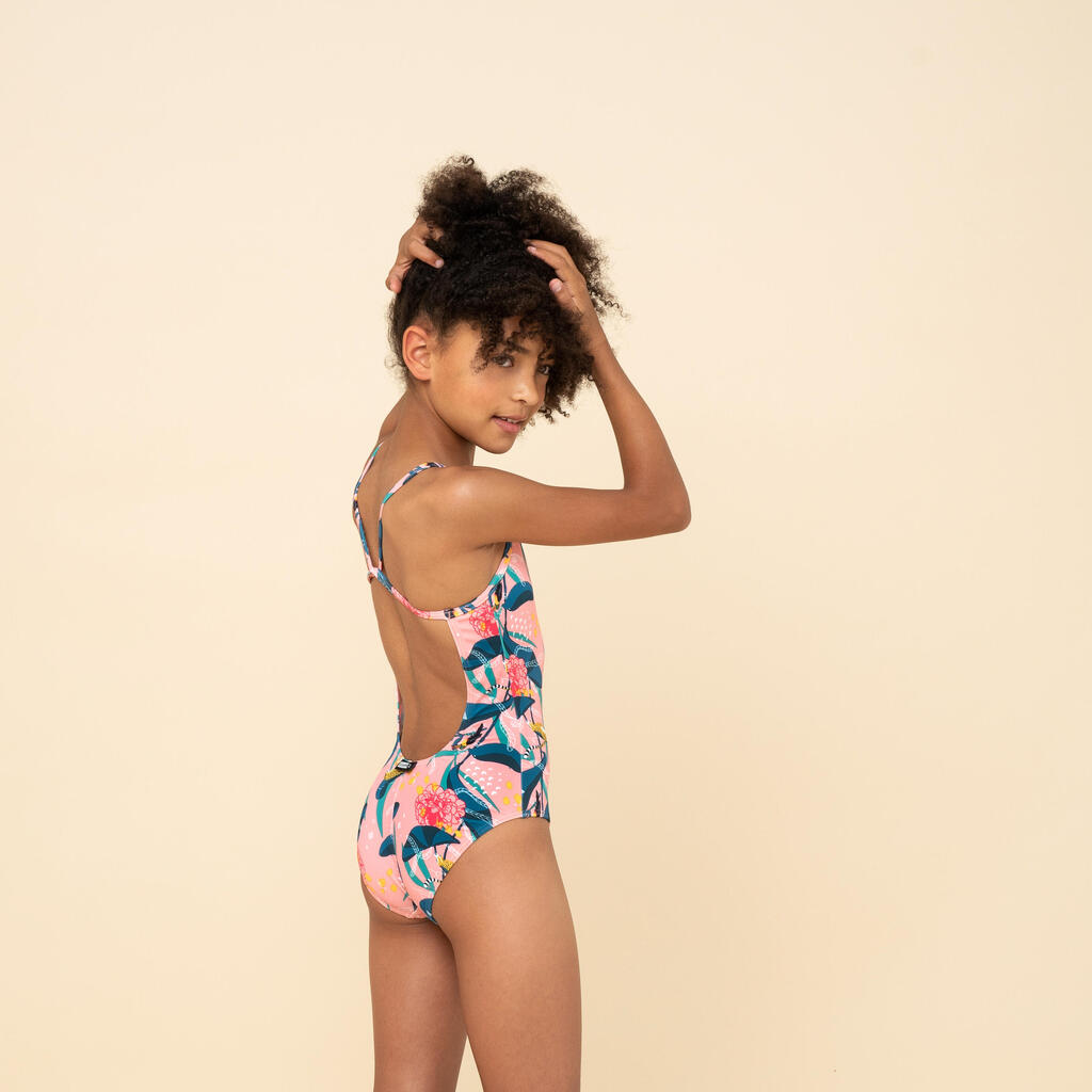Girls’ surfing 1-piece swimsuit - Hiloe purple