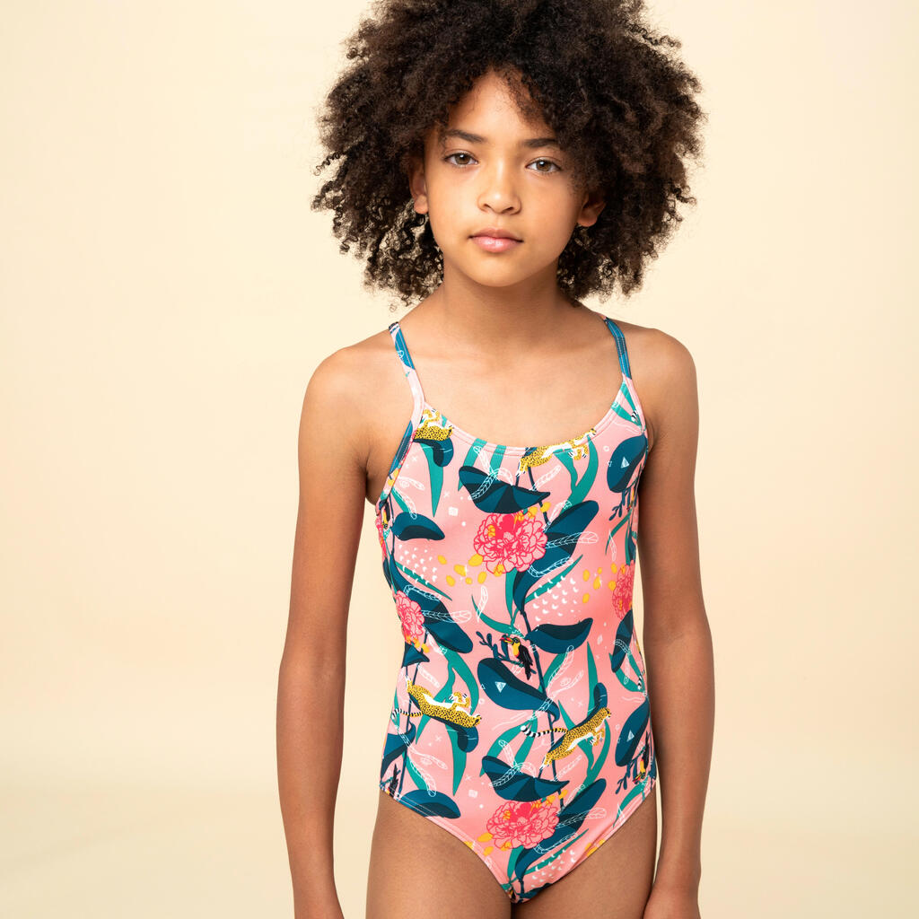 Girls’ surfing 1-piece swimsuit - Hiloe purple