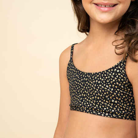 GIRLS’ SWIMSUIT CROP TOP 100 BLACK