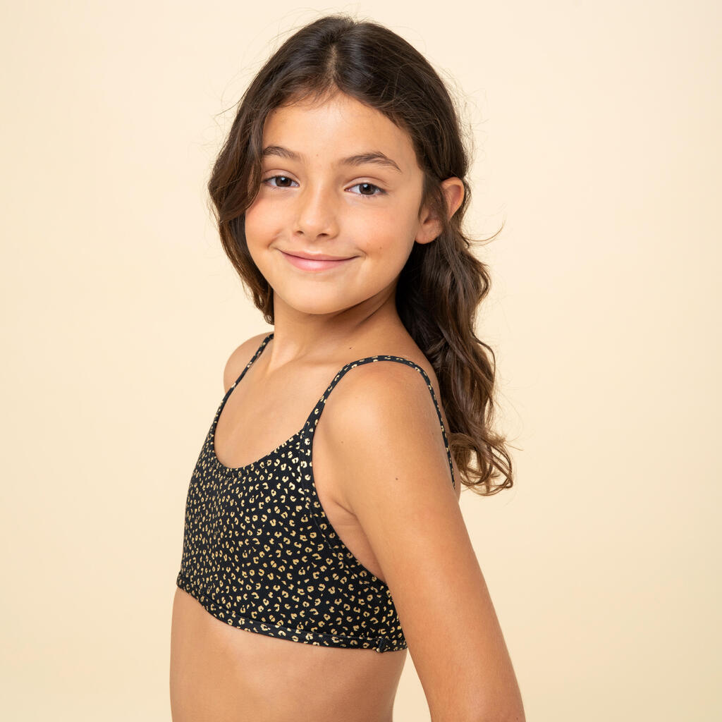 GIRLS’ SWIMSUIT CROP TOP 100 BLACK