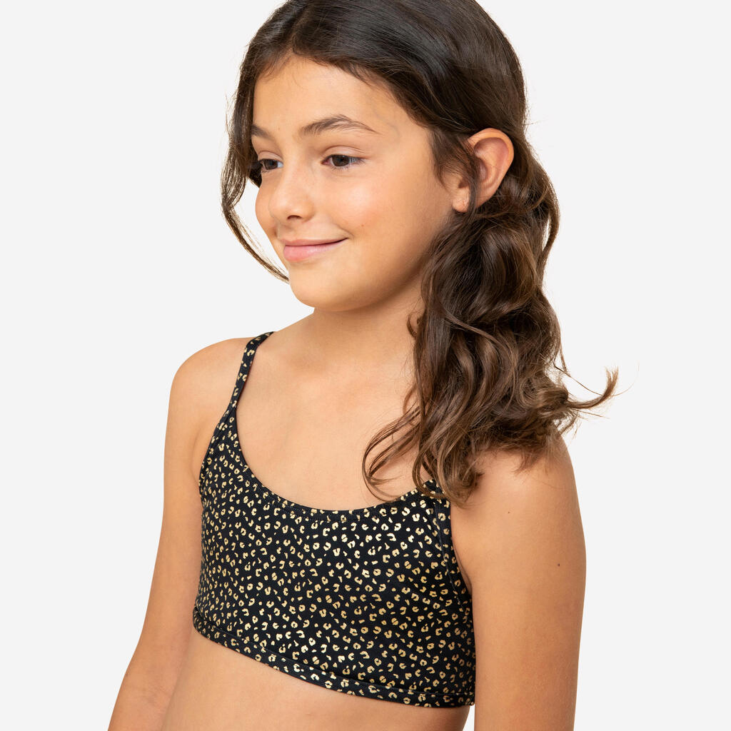 GIRLS’ SWIMSUIT CROP TOP 100 BLACK