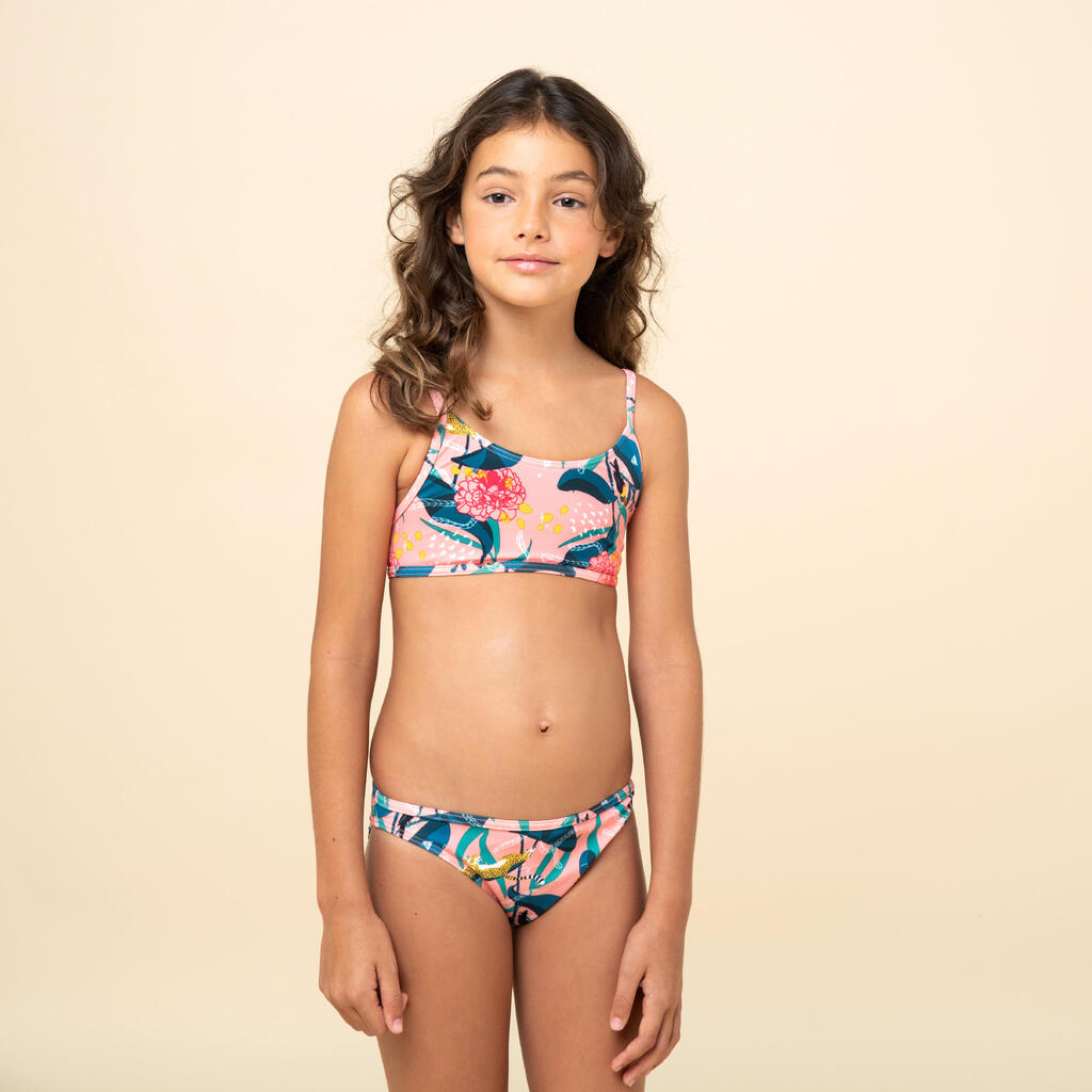 Girls' swimsuit bottoms - 100 Zeli coral