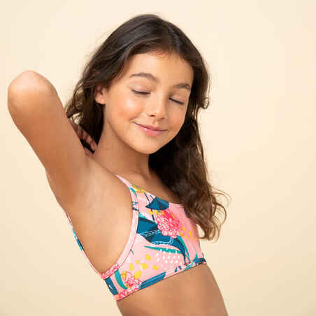 GIRLS’ SWIMSUIT CROP TOP 100 PINK