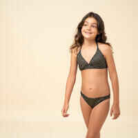 GIRLS’ SWIMSUIT TOP WITH COLLAR 100 - BLACK
