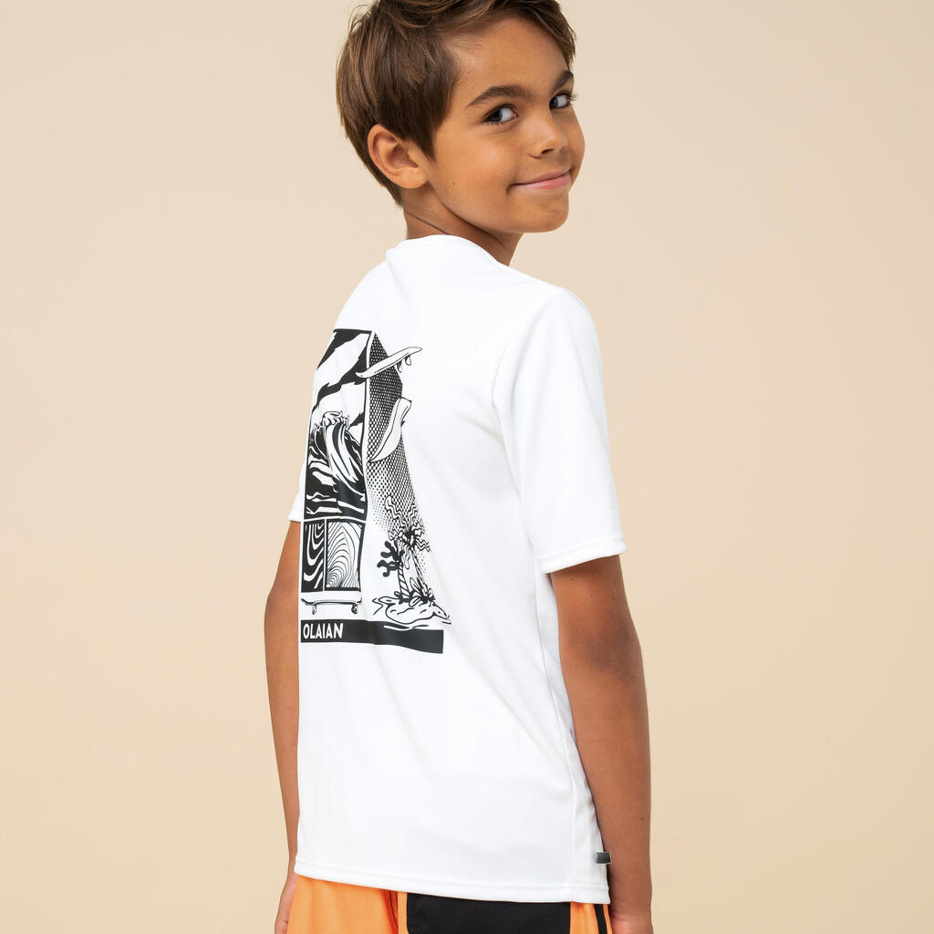 POLERA ANTI-UV NIÑOS 100 NARANJA GRAPH MANGA CORTA