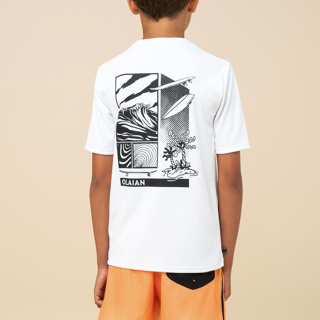 POLERA ANTI-UV NIÑOS 100 NARANJA GRAPH MANGA CORTA