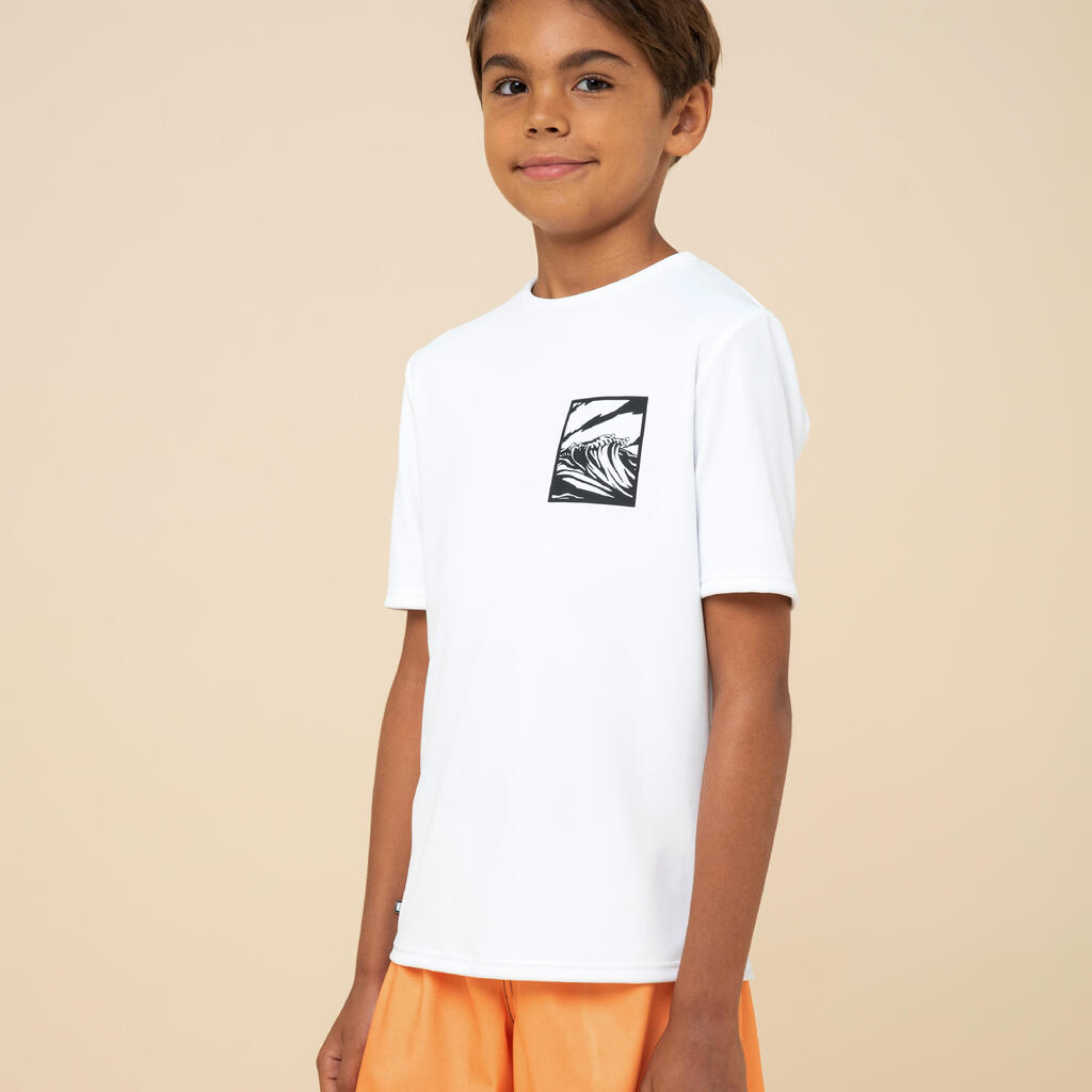 POLERA ANTI-UV NIÑOS 100 NARANJA GRAPH MANGA CORTA