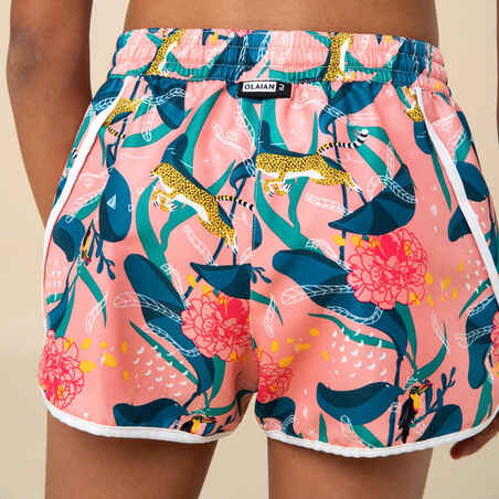 Rožnate plavalne kratke hlače 100 za deklice 