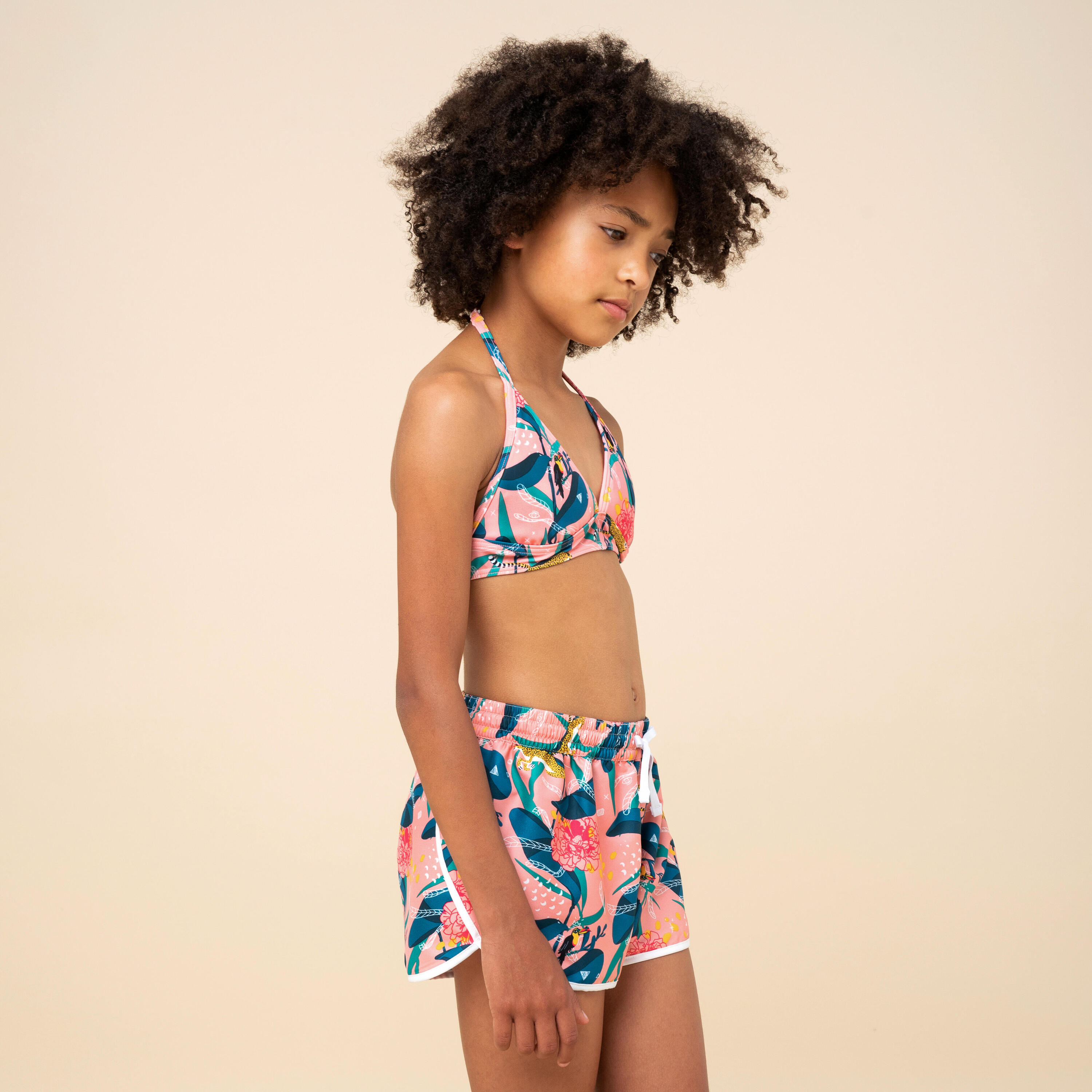 Bikini-Oberteil Neckholder Surfen TAMI 100 Mädchen rosa 4/6