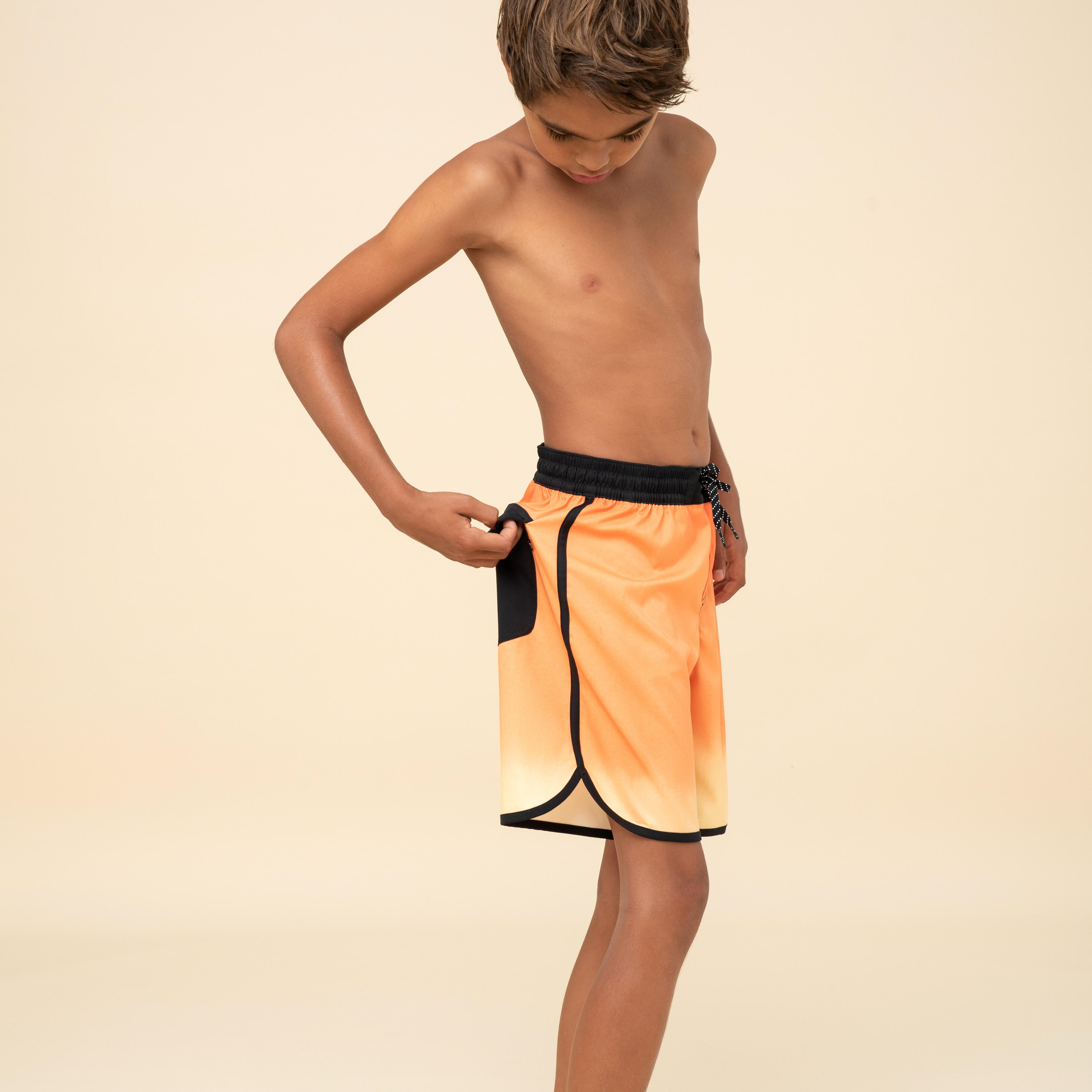 Short de surf enfant - 500 orange - OLAIAN