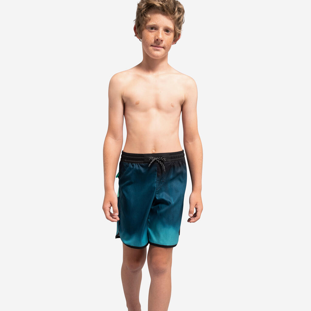 Boardshorts Kinder Jungen 500 Brush Lines blau