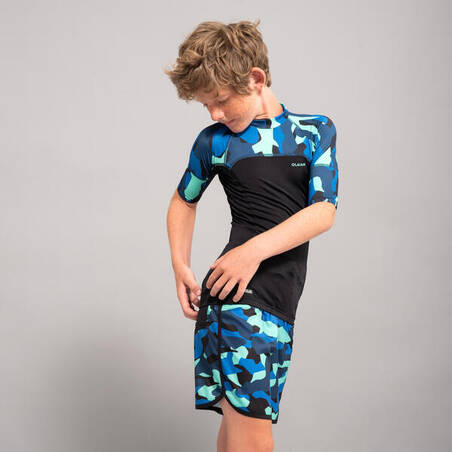 Boy's Short-sleeved Sun Top camo blue