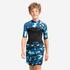 Boy’s short-sleeved anti-UV T-shirt - 500 Camo black blue