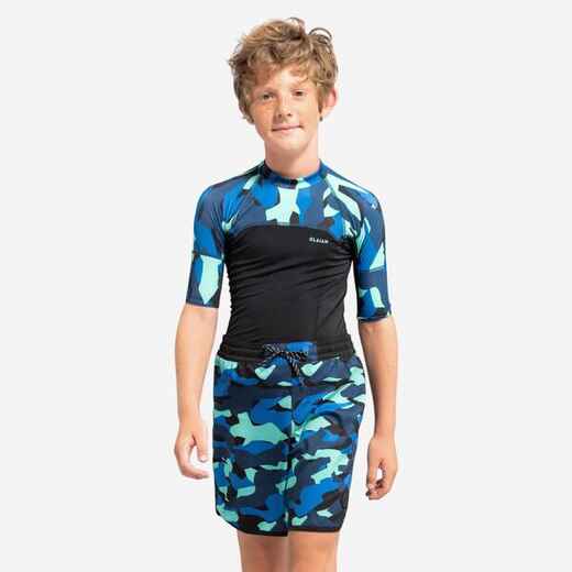 
      POLERA ANTI-UV NIÑOS NEGRO AZUL CAMUFLAJE MANGA CORTA
  