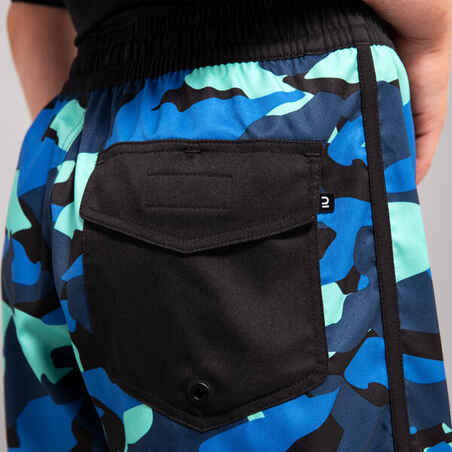 מכנסי שחייה קצרים לילדים דגם 500 - כחול/צבעי הסוואה