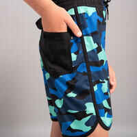 מכנסי שחייה קצרים לילדים דגם 500 - כחול/צבעי הסוואה