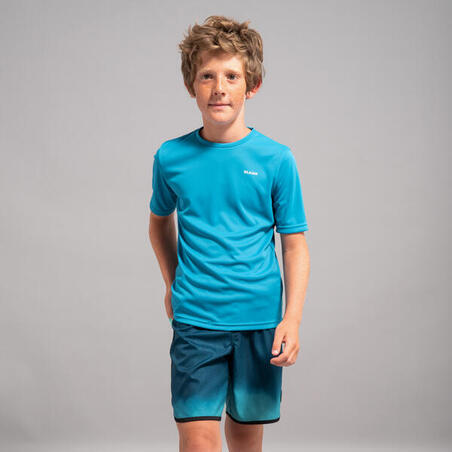 Water tee shirt anti UV manche courte junior bleu