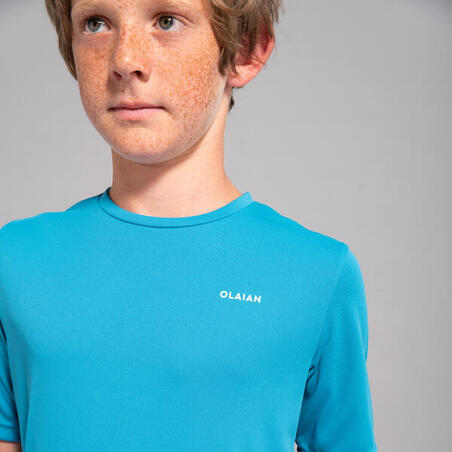 Water tee shirt anti UV manche courte junior bleu