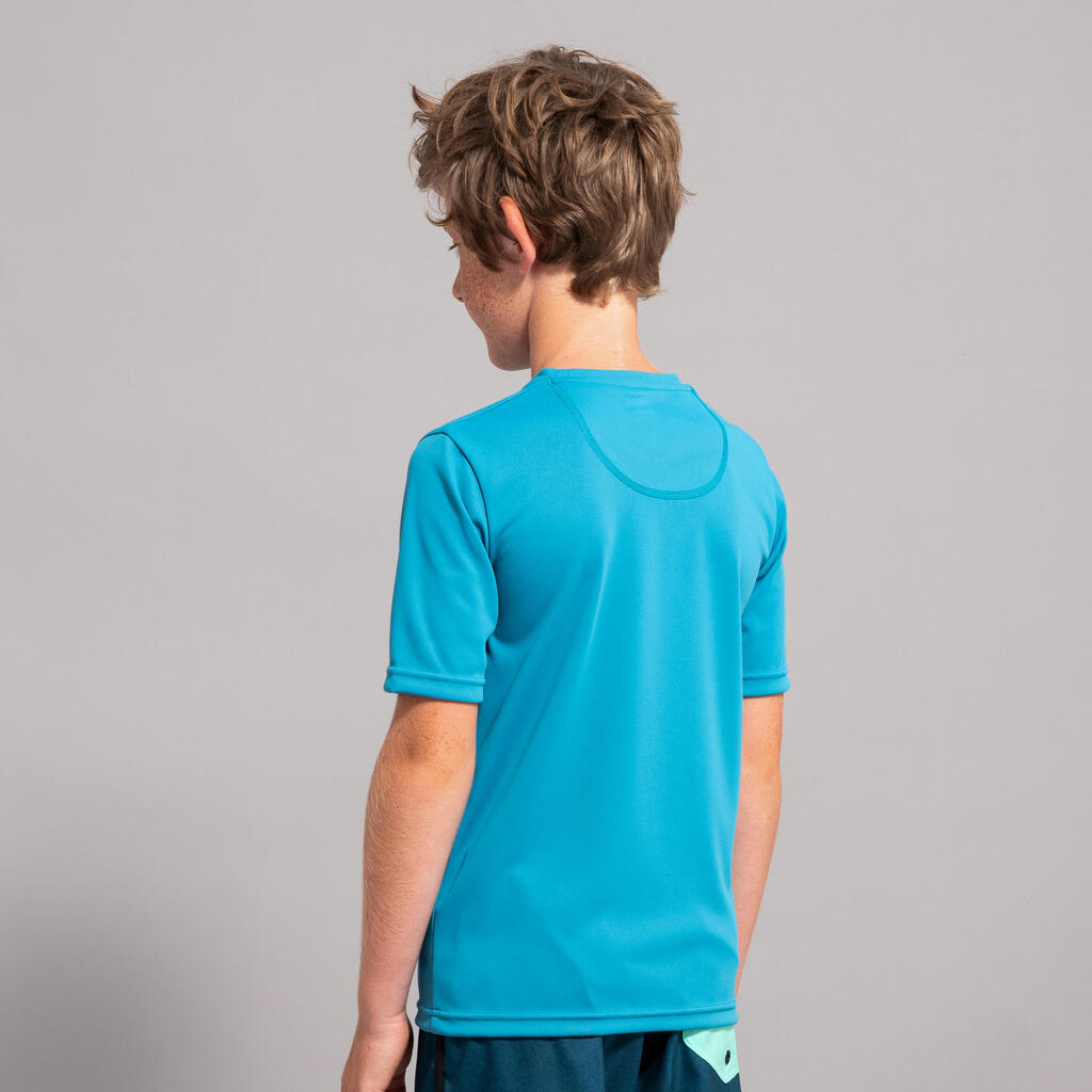 Water tee shirt anti UV manche courte junior bleu