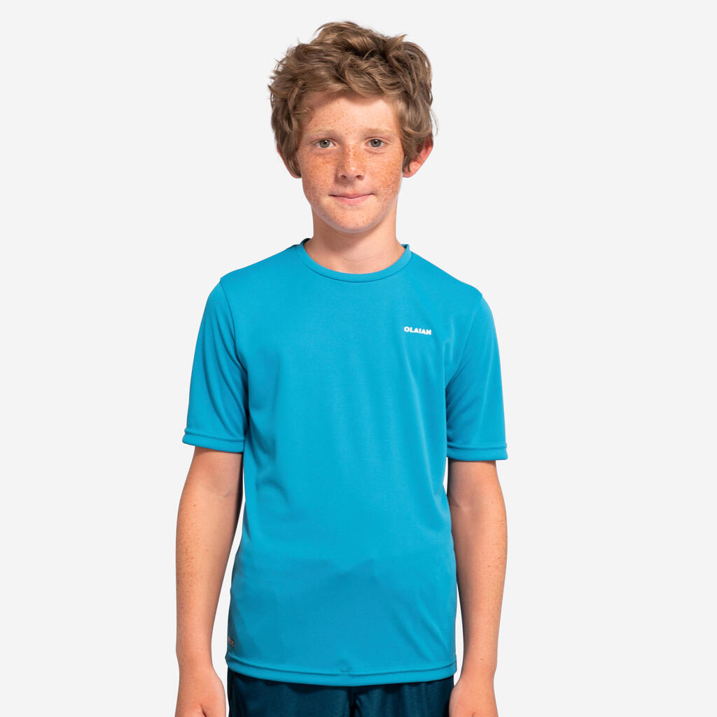 Παιδικό κοντομάνικο T-shirt για τη θάλασσα αντηλιακής προστασίας μπλε