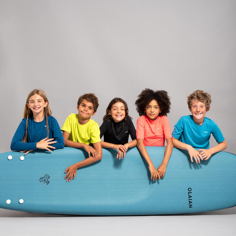 Uv-werend zwemshirt met korte mouwen voor kinderen blauw