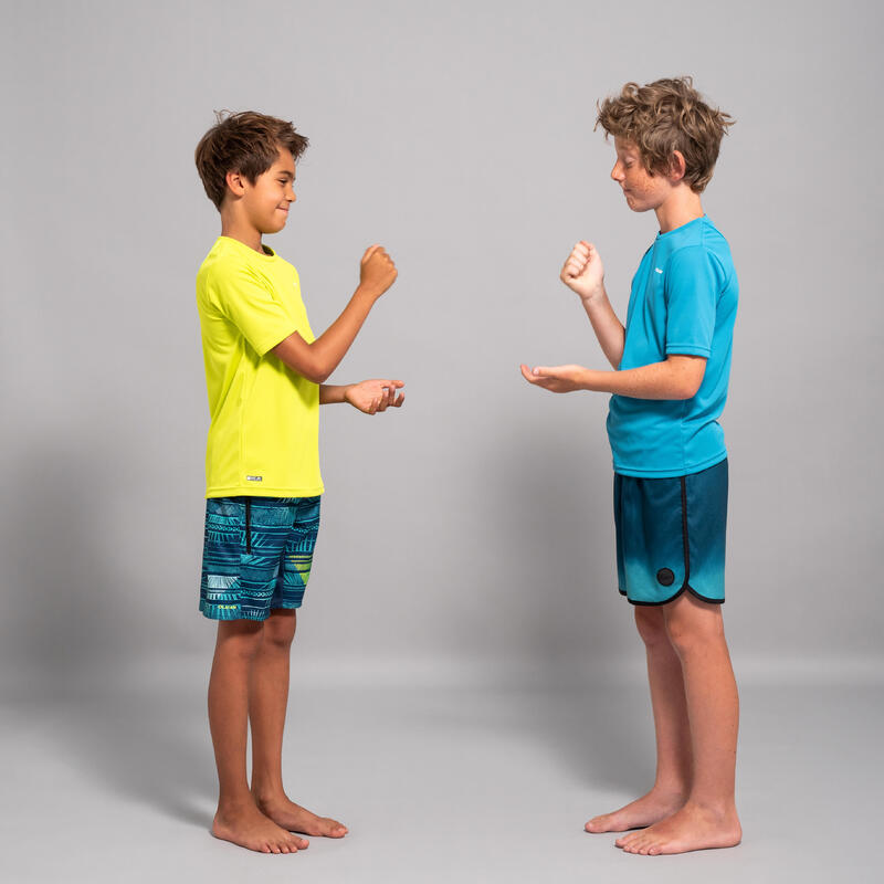 Çocuk Standart Kalıp Kısa Kollu UV Korumalı Tişört - Mavi - WATER