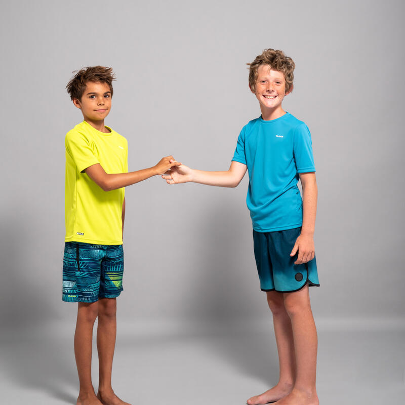 Uv-werend zwemshirt met korte mouwen voor kinderen groen