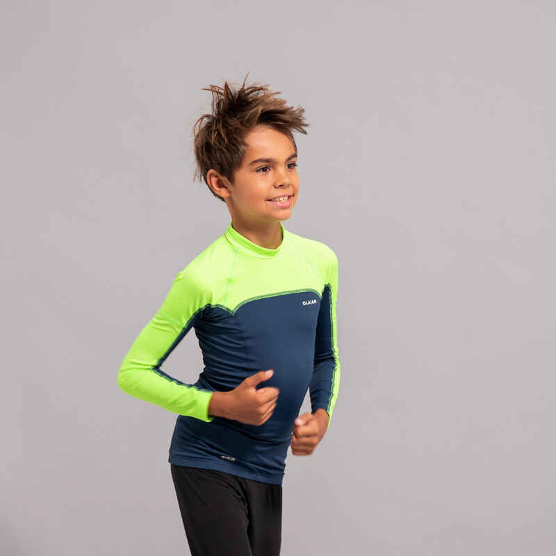 UV-Shirt langarm Kinder UV-Schutz 50+ 500 blau/grün Media 1
