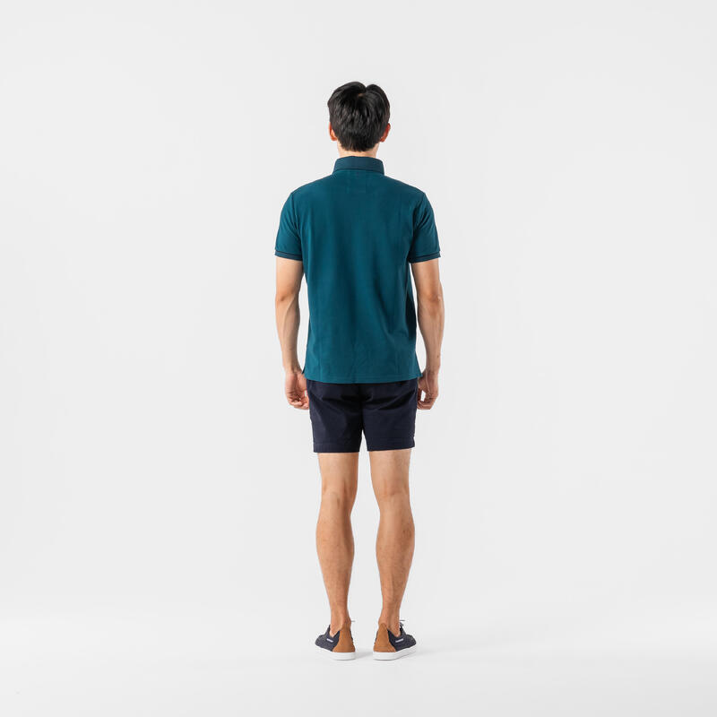 Short-sleeved Men’s Sailor Polo Shirt Sailing 100 - Petrol Blue