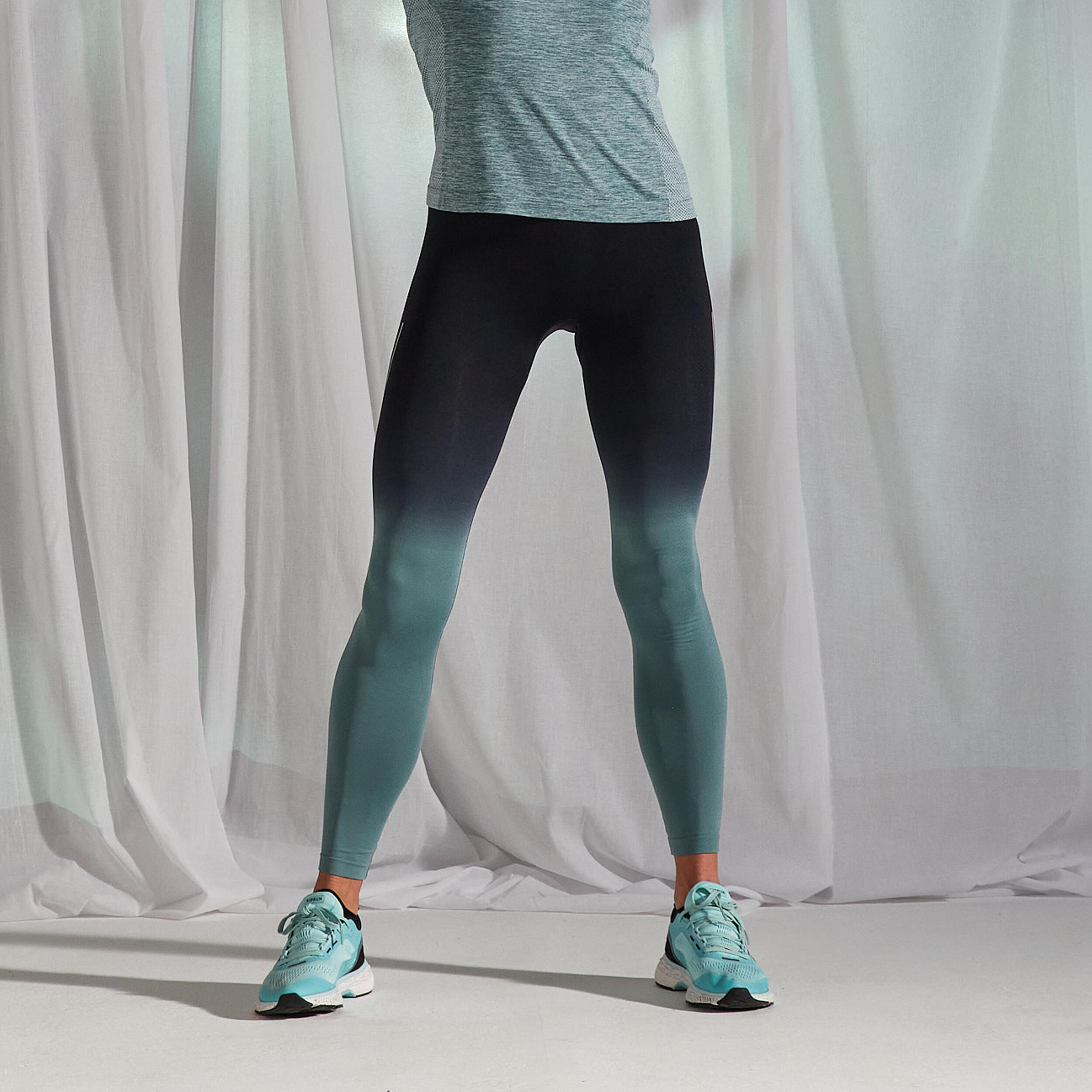 KIPRUN Pantaloni running donna KIPRUN CARE edizione limitata nero-verde militare