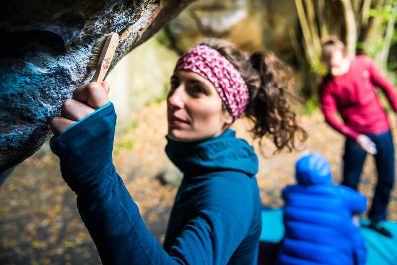 Pull technique à capuche en laine mérinos femme - ALPINISM Vert