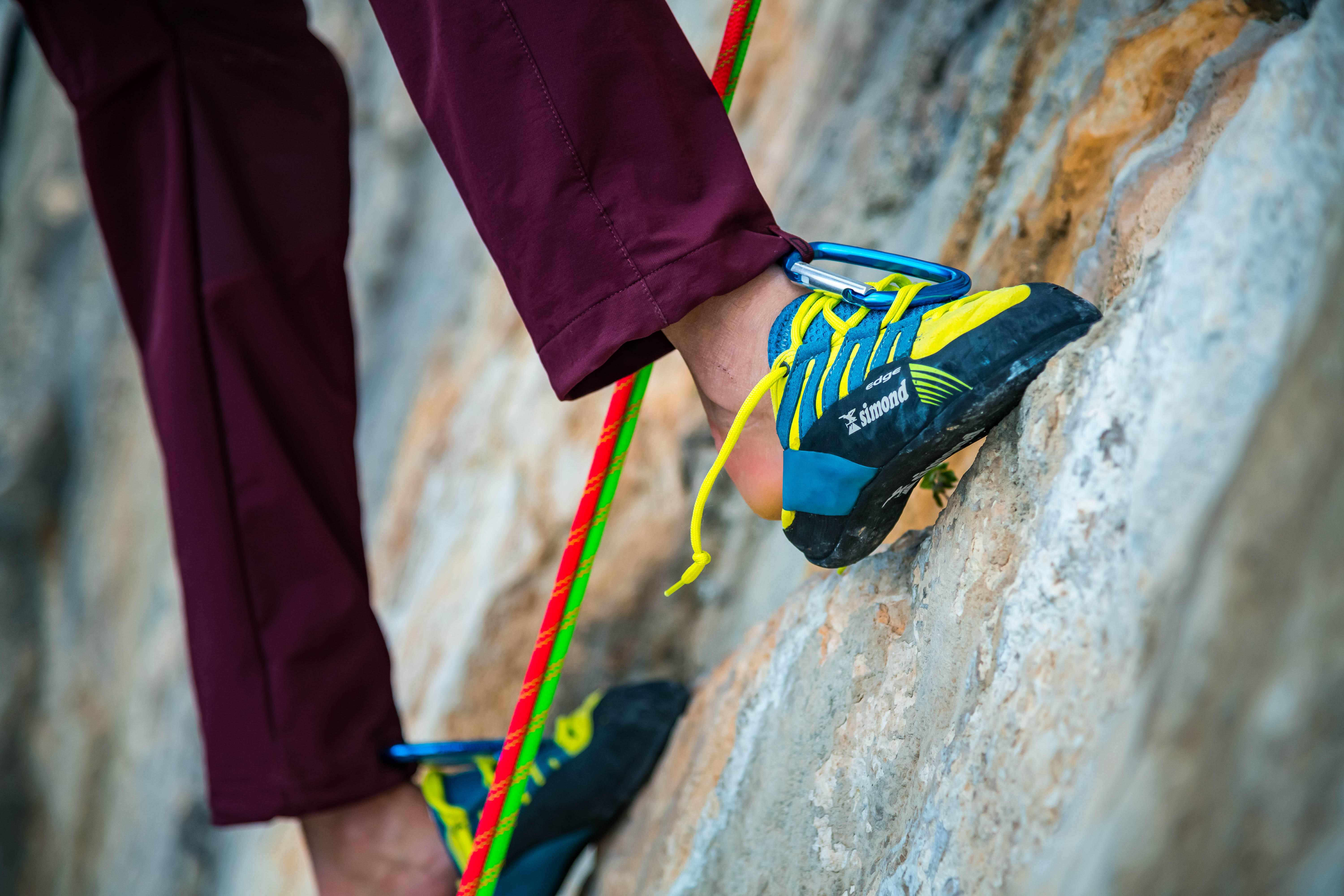 Pantaloni leggeri da donna per arrampicata e alpinismo - ROCK EVO bordeaux