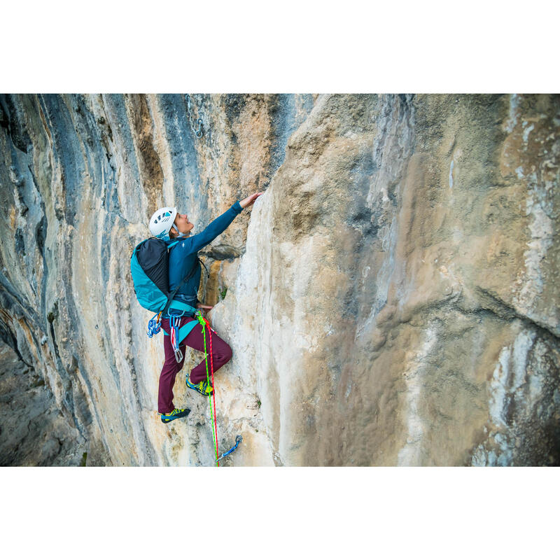 Calças leves de escalada e alpinismo mulher - ROCK EVO bordeaux