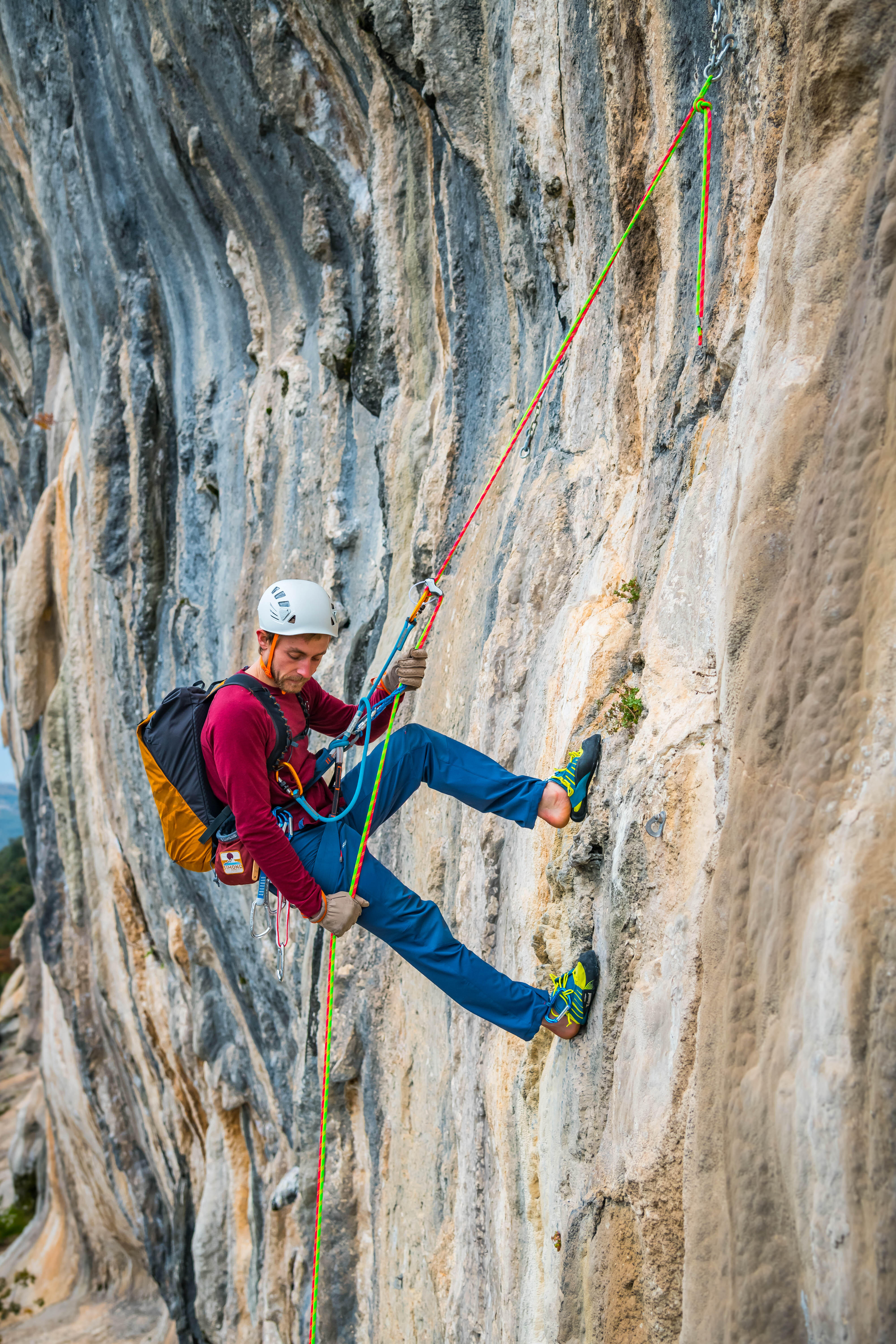 Longe double d'escalade et d'alpinisme - Vert lime fluo, Vert lime