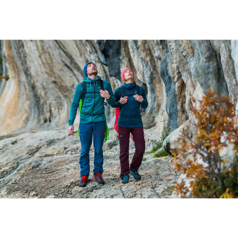 Casaco técnico com capuz de lã merino mulher - ALPINISM Azul-petróleo