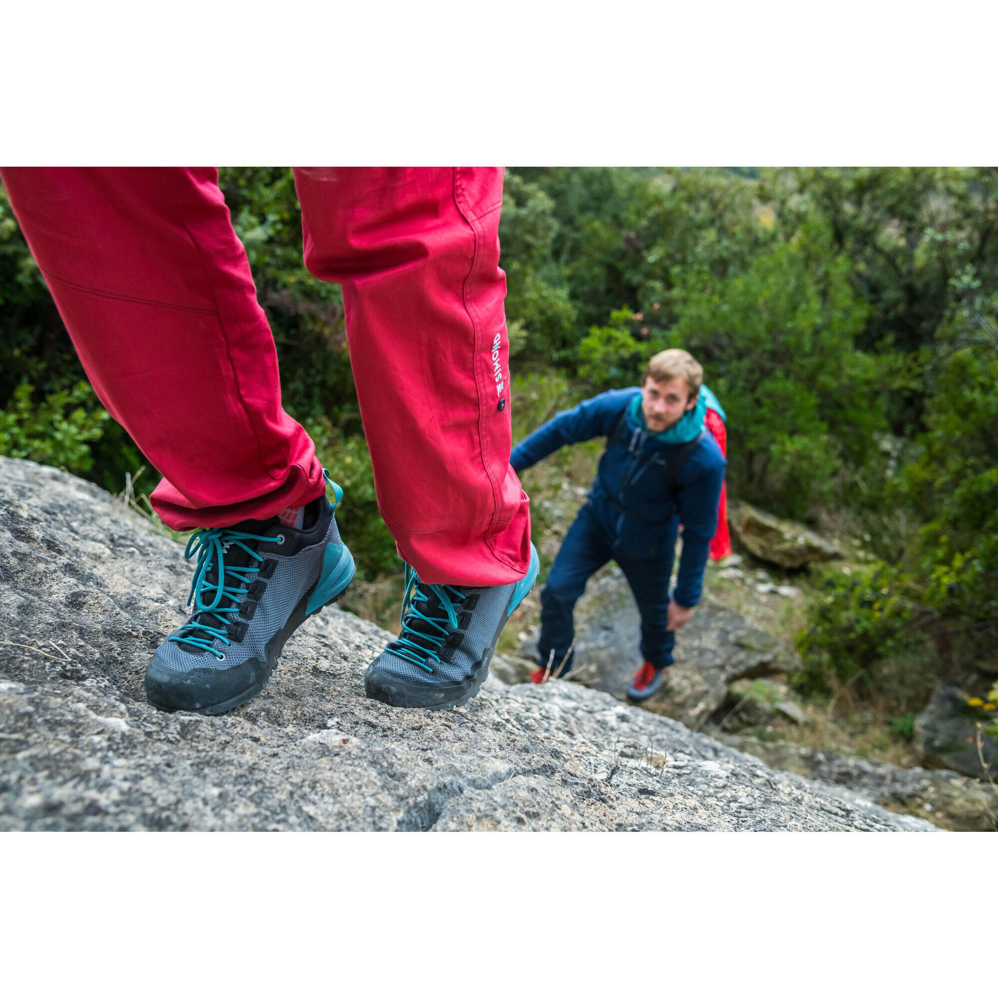 PANTALONI DA ARRAMPICATA DONNA IN COTONE ELASTICIZZATO - VERTIKA ROSSO RUBINO