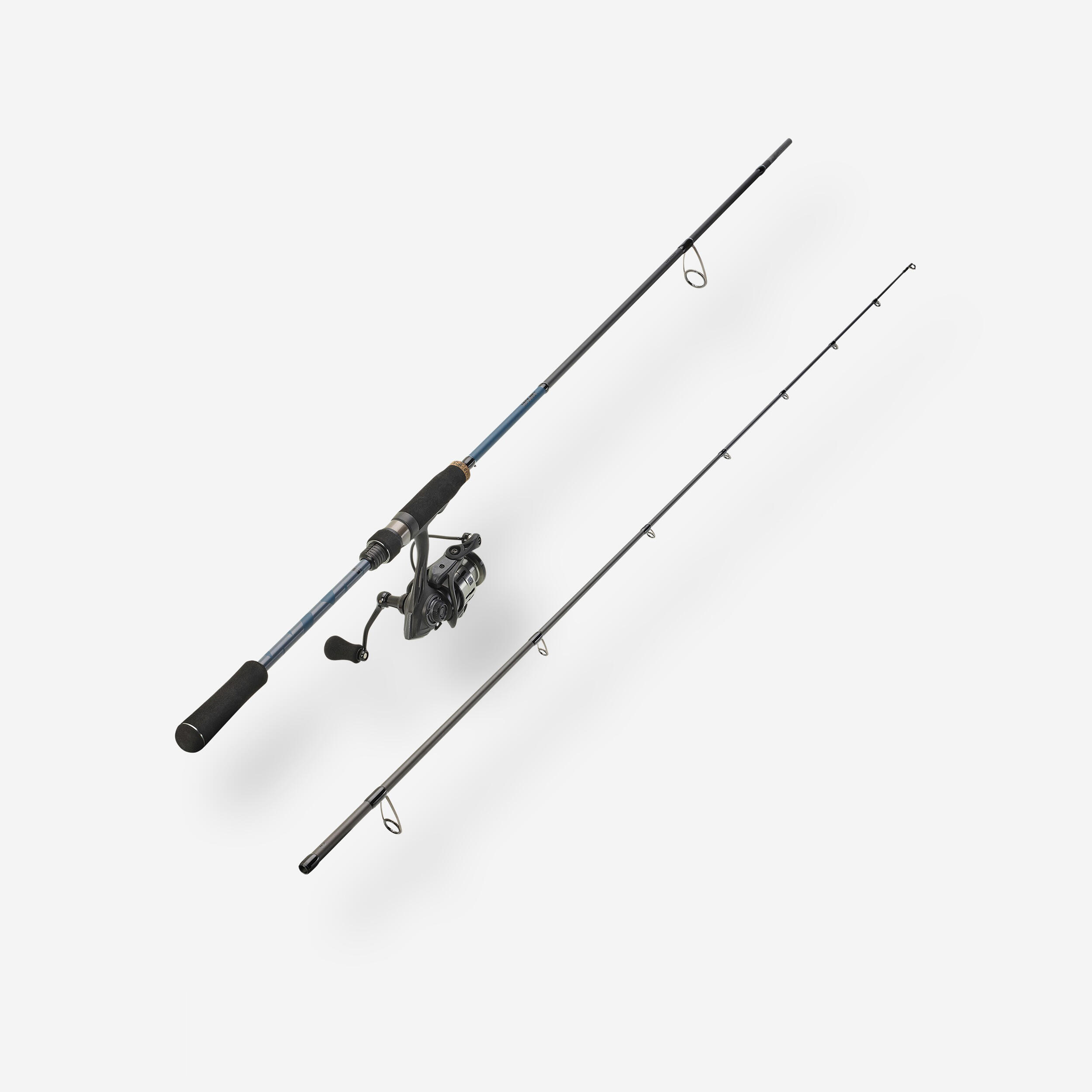 WXM-5 210 MH combo lure fishing rod and reel - black, Dark blue - Caperlan  - Decathlon