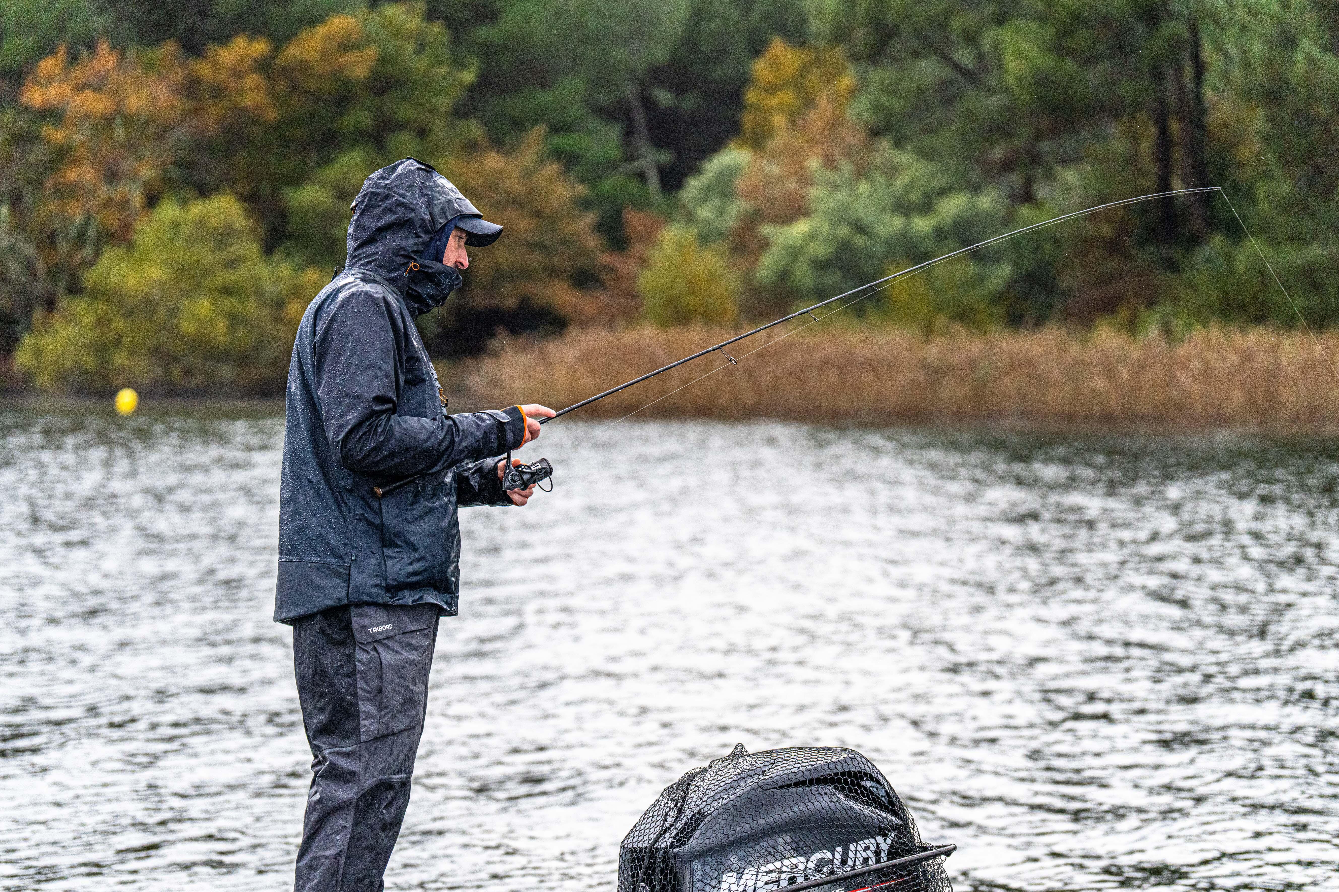 Waterproof Fishing Jacket - 900 blue - graphite black, graphite
