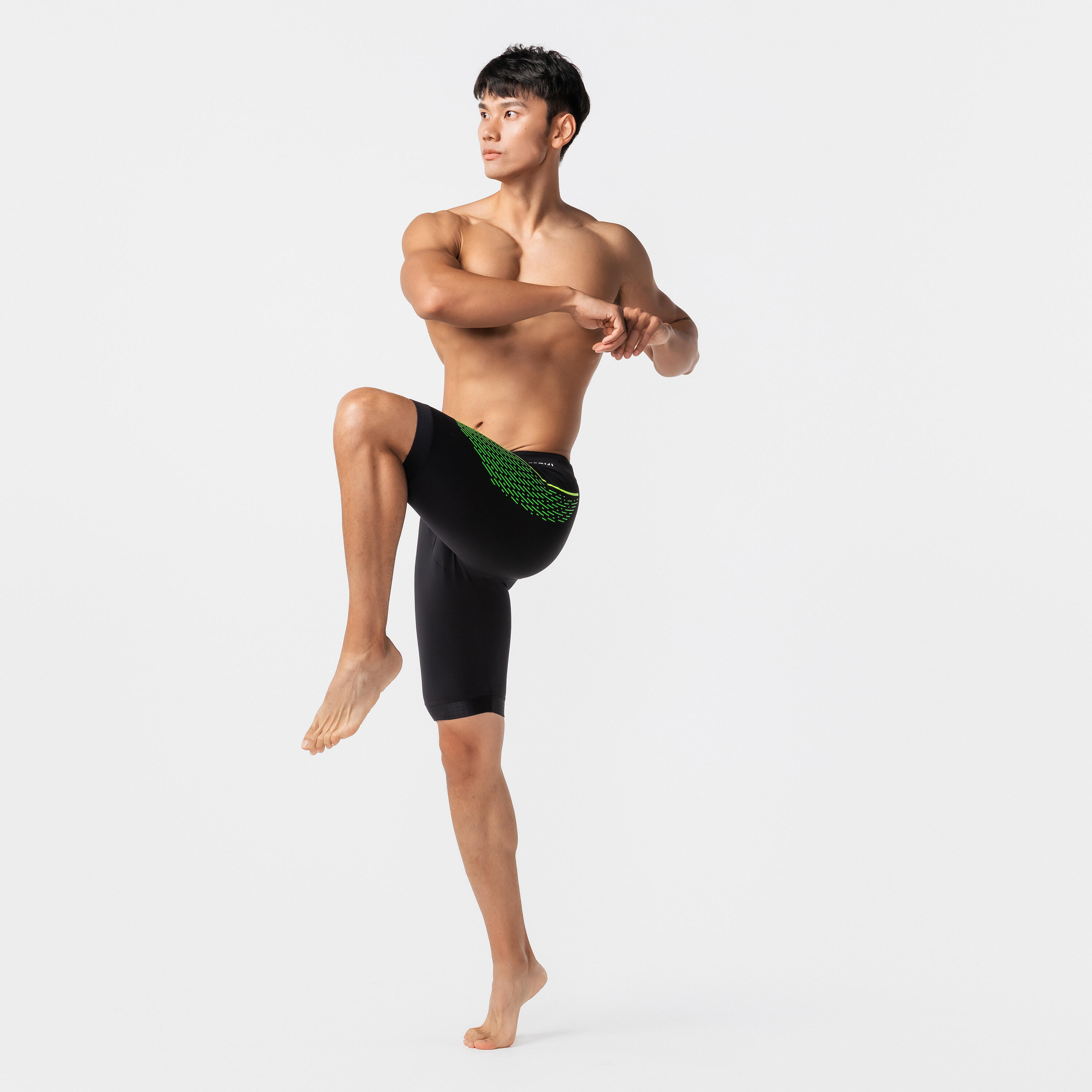 Men's Swimming Jammers 500 Fiti Black/Yellow Black‎, Fluo lime