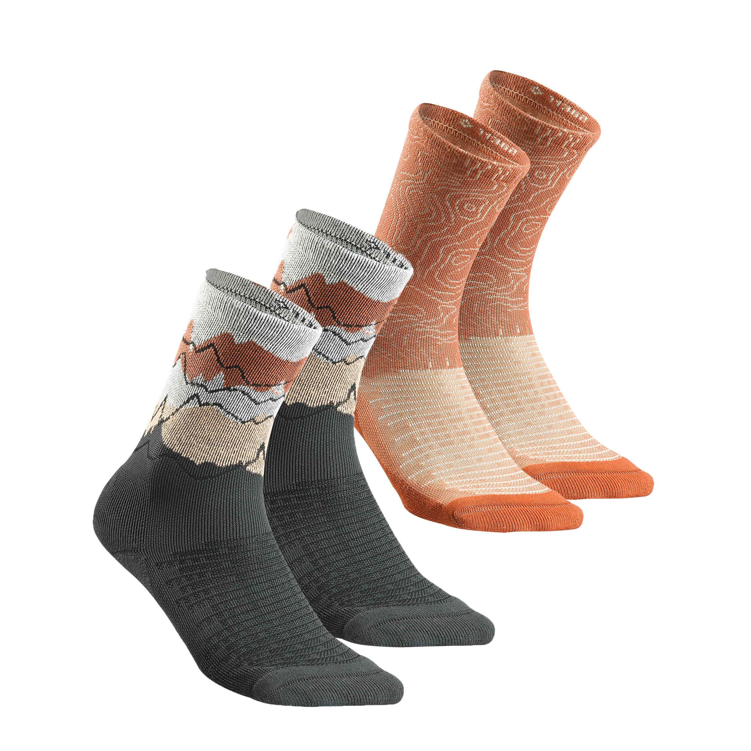 QUECHUA Sock Hike 100 High  - Limited Edition Pack of 2 Pairs - Terracotta