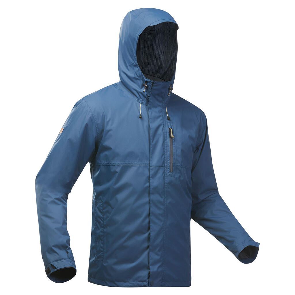 Chaqueta impermeable de senderismo para Hombre - Quechua NH500 azul/café
