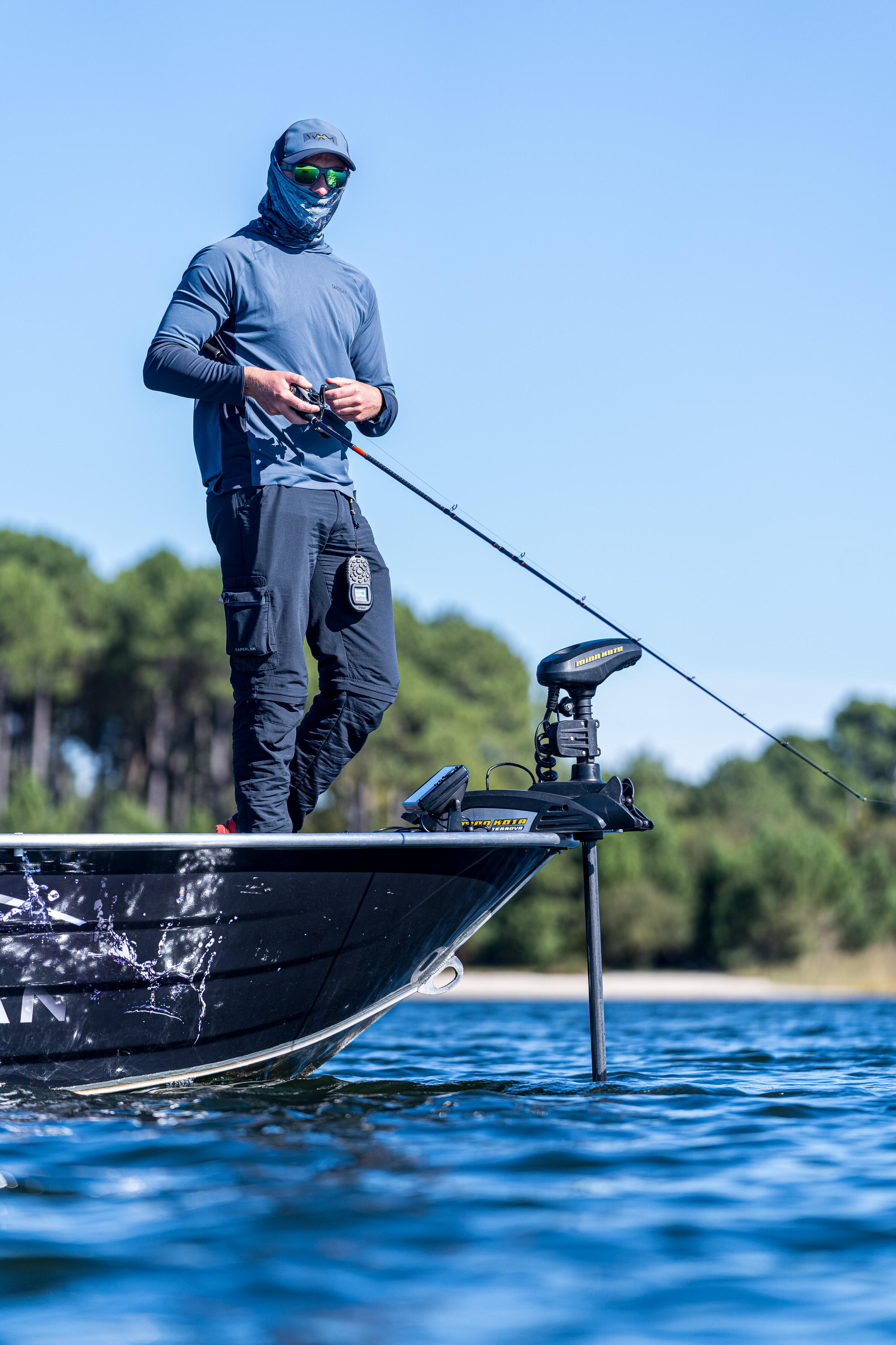 Tour de cou pêche 500 anti-uv bleu vert 5/5